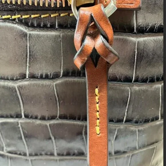 Dooney & Bourke Medium Gray Embossed Mock Croc Bag Tote EUC - Picture 12 of 14